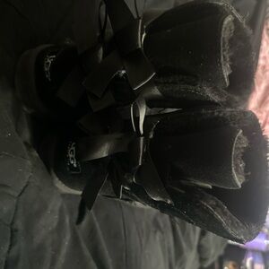 UGG Black Velvet Boots with Ribbon